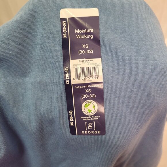 George Men's Crew Neck Short Sleeve Moisture Wicking Tee Blue Ash X-Small - Picture 6 of 7